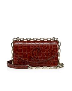 Christian Louboutin Loubi54 Mini Crossbody Bag Alligator Embossed Calf Leather Acajou