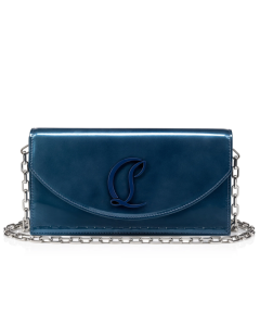 Christian Louboutin Loubi54 Wallet On A Chain Patent Calf Leather Blue