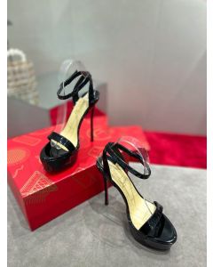 Christian Louboutin Loubi Queen Alta 150 Mm Sandals Patent Leather Black