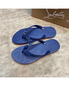 Christian Louboutin Loubi Rubber Flip Flops Navy Blue