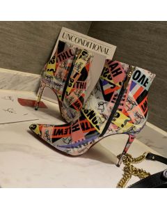 Christian Louboutin Loubiballage Ankle Boots 100mm Patent Leather Multicolor