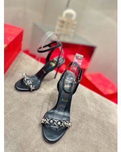 Christian Louboutin Loubigirl Chain 100mm Sandals Calfskin Black