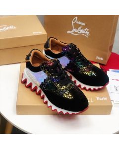 Christian Louboutin Loubishark Donna Flat Women Sneakers Leather And Suede Multicolor