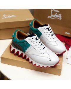 Christian Louboutin Loubishark Women Sneakers Suede and Calf Leather White Blue