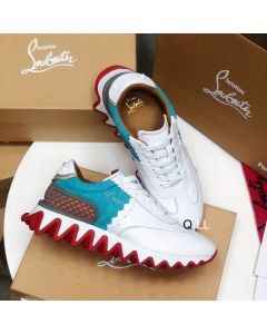 Christian Louboutin Loubishark Women Sneakers Suede and Leather White Blue