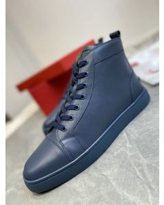 Christian Louboutin Louis High-Top Sneakers Calfskin Navy Blue