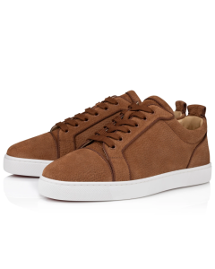 Christian Louboutin Louis Junior Low-Top Sneaker Textured Leather Brown