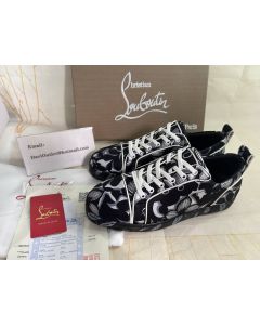 Christian Louboutin Louis Junior Orlato Sneakers Petunia Printed Calf And Rubber Black