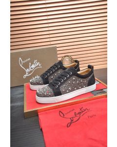 Christian Louboutin Louis Junior PI Version Strass Sneakers Suede Black