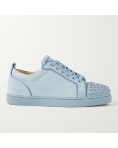 Christian Louboutin Louis Junior Spikes Sneakers Suede And Spikes Sky Blue