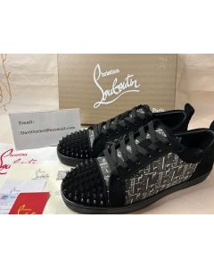 Christian Louboutin Louis Junior Spikes Sneakers Suede Black