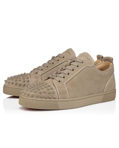 Christian Louboutin Louis Junior Spikes Sneakers Veau Velours Beige