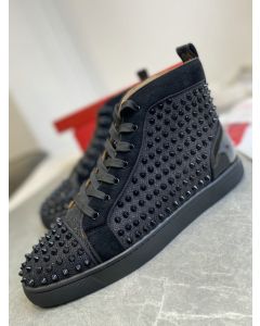 Christian Louboutin Louis Orlato High-top Sneakers Veau Velours and Patent Leather Black