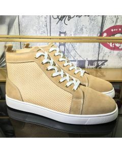 Christian Louboutin Louis Orlato High-Top Sneakers Suede Leather Sand