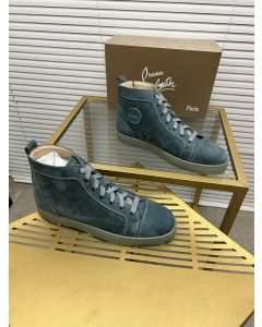 Christian Louboutin Louis Orlato High-Top Sneakers Veau Velours  Teal