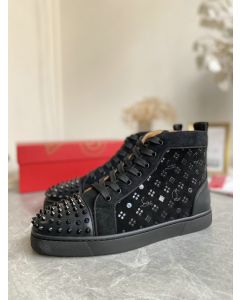 Christian Louboutin Louis Orlato Spikes High-top Sneakers Suede Black