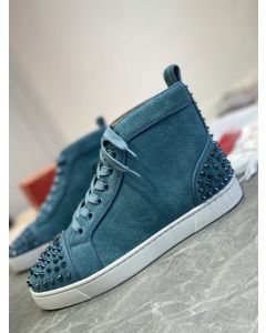 Christian Louboutin Louis Spikes 2 High-top Sneakers Suede Blue