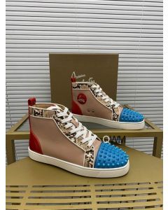 Christian Louboutin Louis Spikes High Top Sneakers Leather Multicolor