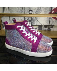 Christian Louboutin Louis Strass High-top Sneakers Suede and Strass Purple