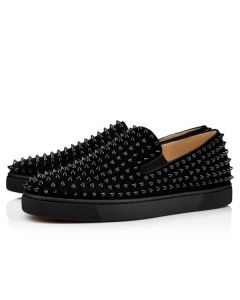 Christian Louboutin Low-top Roller-boat Black/black/bk Veau Velours Sneaker