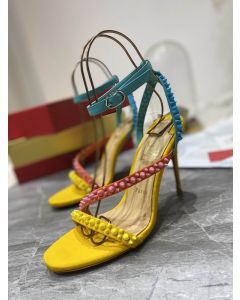 Christian Louboutin Mafaldina Spikes Sandals 100mm Nappa Leather Multicolor