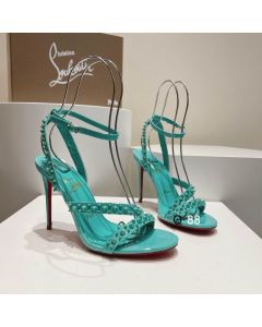 Christian Louboutin Mafaldina Spikes Sandals 100mm Patent Leather Mint