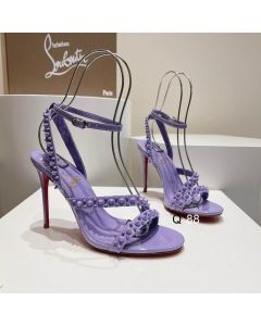 Christian Louboutin Mafaldina Spikes Sandals 100mm Patent Leather Purple