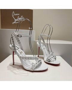 Christian Louboutin Mafaldina Spikes Sandals 100mm Patent Leather White