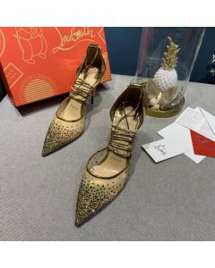 Christian Louboutin Maia Labella 100mm Pumps Strass and Speccchio Leather Gold