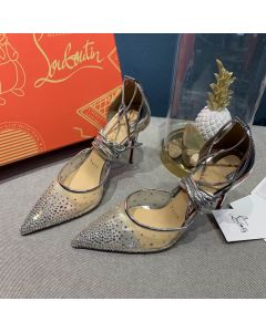 Christian Louboutin Maia Labella 100mm Pumps Strass and Speccchio Leather Silver