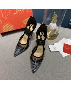 Christian Louboutin Maia Labella 100mm Pumps Strass and Veau Velours Black