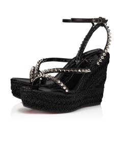 Christian Louboutin Malfadina Zeppa Sandals 120mm Calf Leather Black