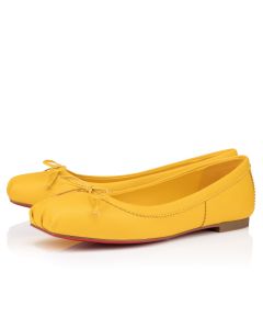 Christian Louboutin Mamadrague Square Toe Ballet Flat Nappa Leather Pollen