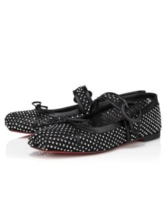 Christian Louboutin Mamastrapitina Ballerinas Mesh Nappa Leather And Strass Black