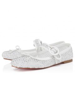 Christian Louboutin Mamastrapitina Ballerinas Strass Mesh And Nappa Leather Bianco