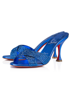 Christian Louboutin Mariza Is Back Strass 85 Mm Mules Sandals Suede Calf Leather Electric Blue