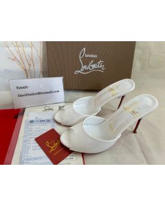 Christian Louboutin Me Dolly 100 Mm Mules Patent Calf Bianco