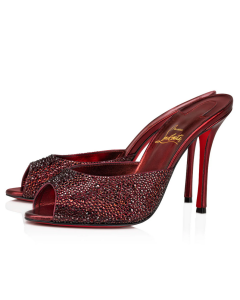 Christian Louboutin Me Dolly Strass Mules 100 mm Suede Strass Embellishment Red