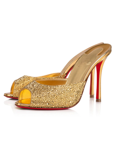 Christian Louboutin Me Dolly Strass Pumps 100 mm Suede Strass Embellished Gold