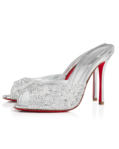 Christian Louboutin Me Dolly Strass Pumps 100 mm Suede Strass Embellished Silver