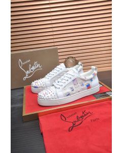 Christian Louboutin Men Low-top Sneaker Fabric with Spikes White