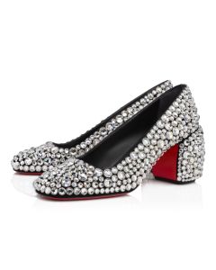 Christian Louboutin Minny Maxi Strass 70 Mm Pumps Suede And Strass Silver