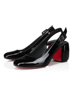 Christian Louboutin Minny Sling 70 Mm Sling Back Pumps Patent Calf Leather Black