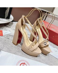 Christian Louboutin Movida Jane Platform Sandals 130mm Nappa Leather Nude