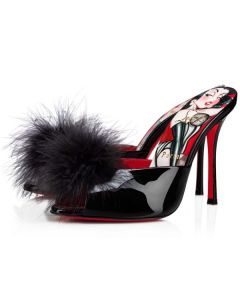 Christian Louboutin Mules Pin Up 100 mm Black/lin Porpora-multi Patent