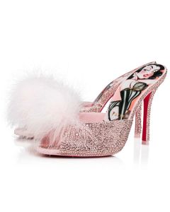 Christian Louboutin Mules Pin Up Strass 100 mm Poupee/vint Rose/lin Poupee-mu Suede