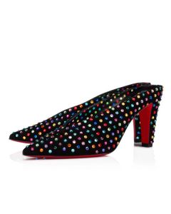 Christian Louboutin Mules Veryvee Strass Boum 85 mm Bk/mix Multi/lin Bk-multi Suede Leather