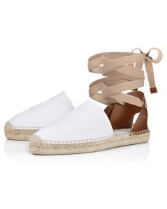 Christian Louboutin Nanou Lace Cl Espadrilles Olona Canva And Calf Bianco