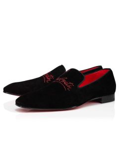 Christian Louboutin Navy Dandelion Strass Loafer Suede Calf Leather Black