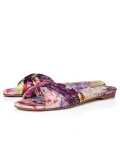 Christian Louboutin Nicol Is Back Mules Crepe Satin Blooming Print Multicolor